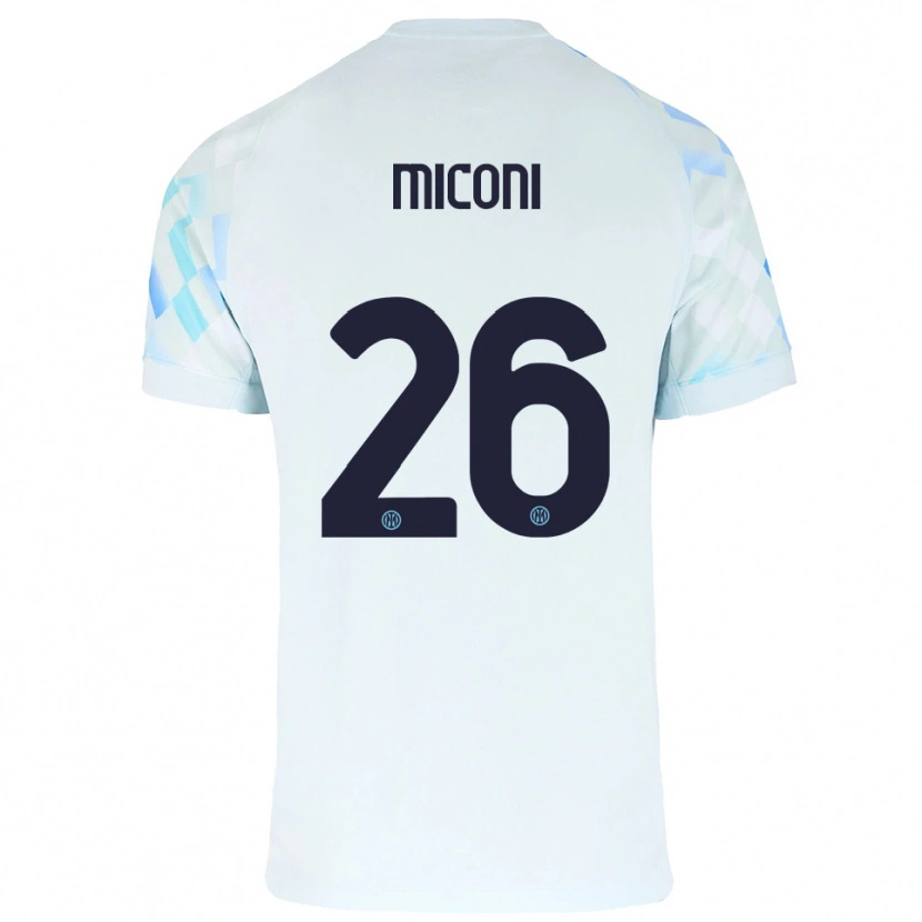 Danxen Mann Riccardo Miconi #26 Hvit Blå Bortetrøye Drakt Trøye 2025/26 Skjorter T-Skjorte