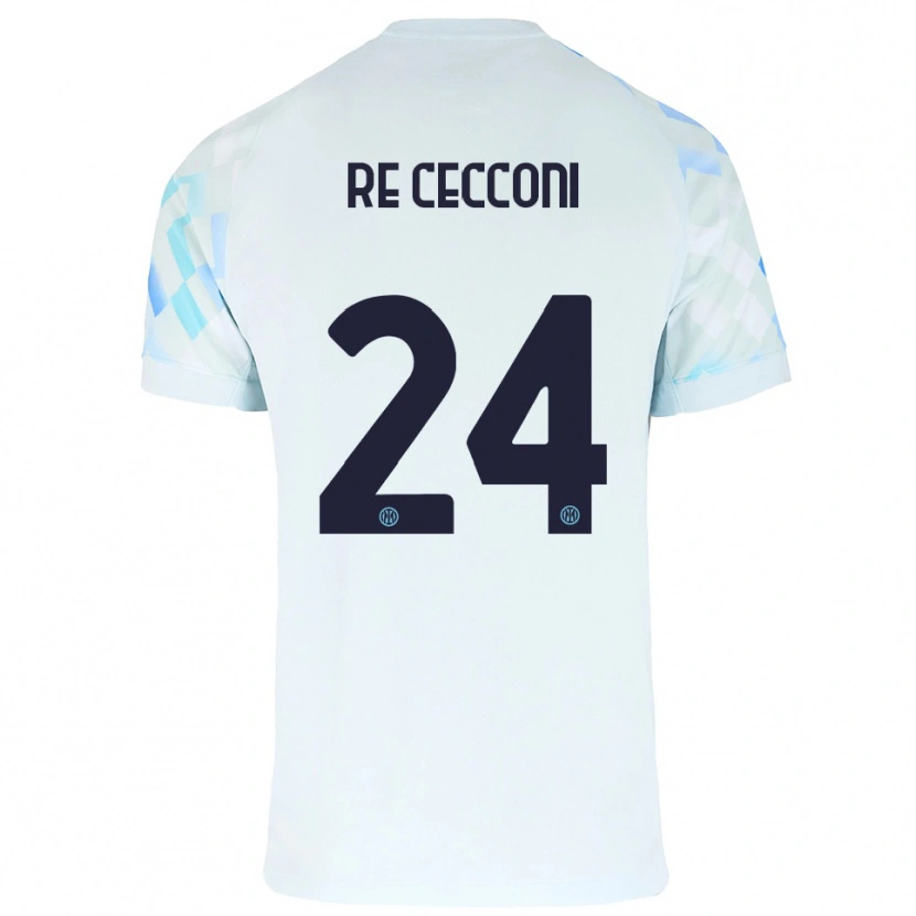 Danxen Mann Gabriele Re Cecconi #24 Hvit Blå Bortetrøye Drakt Trøye 2025/26 Skjorter T-Skjorte