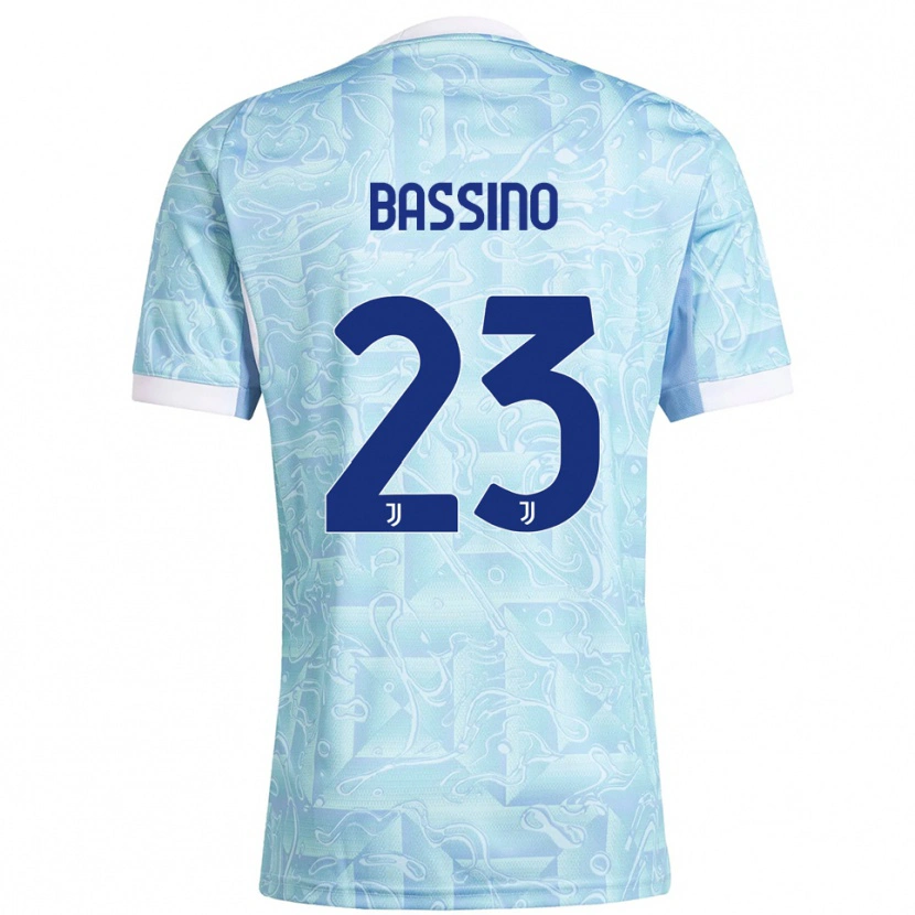 Danxen Mann Alessandro Bassino #23 Lyseblå Gul Bortetrøye Drakt Trøye 2025/26 Skjorter T-Skjorte