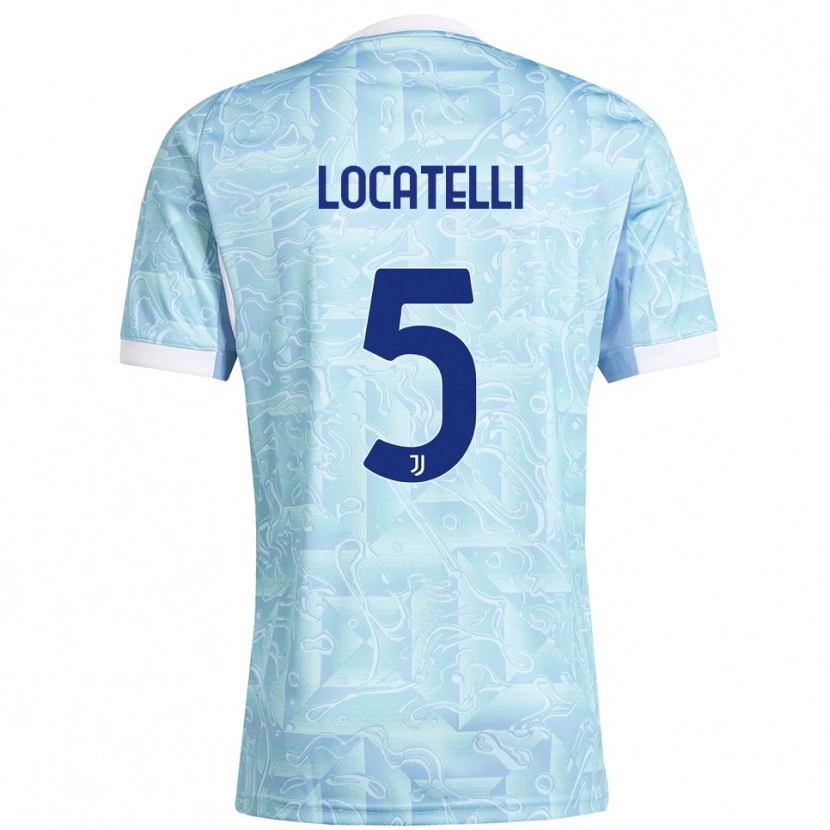 Danxen Mann Manuel Locatelli #5 Lyseblå Gul Bortetrøye Drakt Trøye 2025/26 Skjorter T-Skjorte