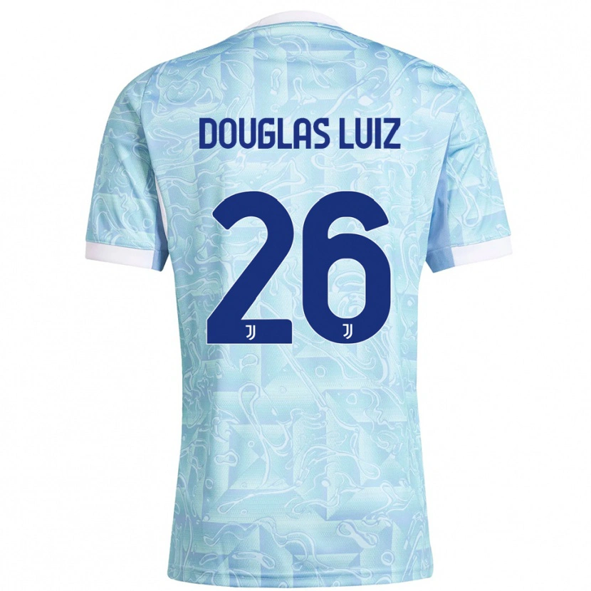 Danxen Mann Douglas Luiz #26 Lyseblå Gul Bortetrøye Drakt Trøye 2025/26 Skjorter T-Skjorte