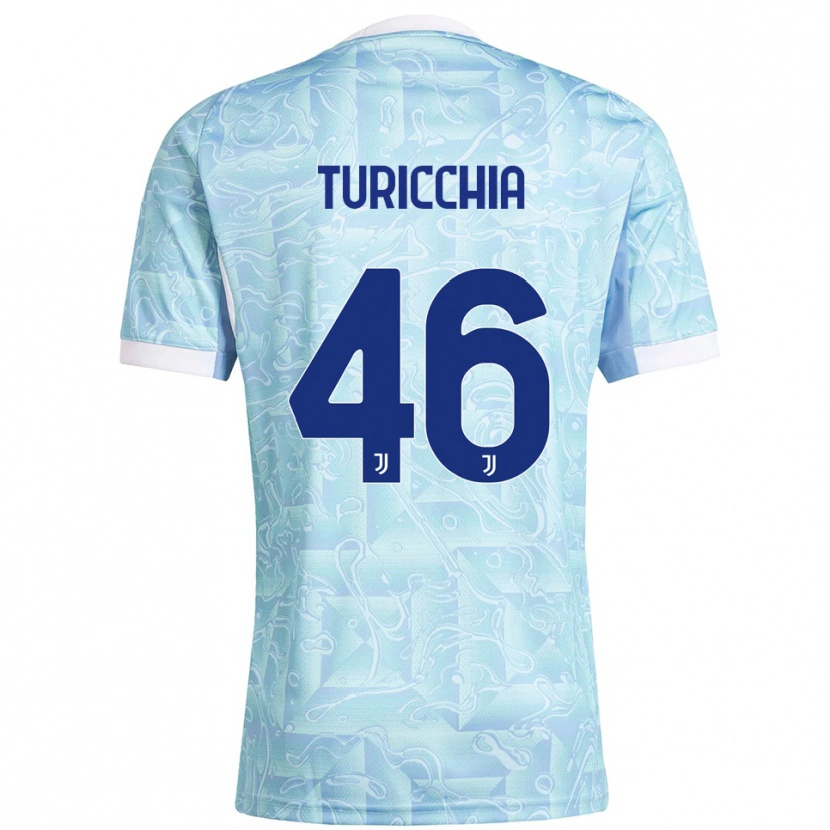 Danxen Mann Riccardo Turicchia #46 Lyseblå Gul Bortetrøye Drakt Trøye 2025/26 Skjorter T-Skjorte
