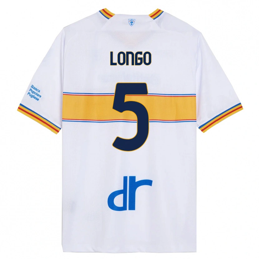 Danxen Mann Francesco Longo #5 Hvit Gul Bortetrøye Drakt Trøye 2025/26 Skjorter T-Skjorte