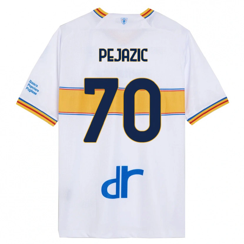 Danxen Mann Mario Pejazic #70 Hvit Gul Bortetrøye Drakt Trøye 2025/26 Skjorter T-Skjorte