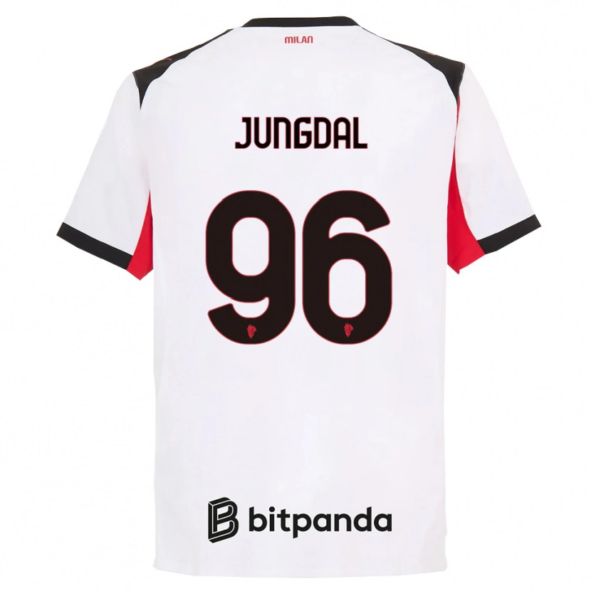 Danxen Mann Andreas Jungdal #96 Hvit Svart Bortetrøye Drakt Trøye 2025/26 Skjorter T-Skjorte