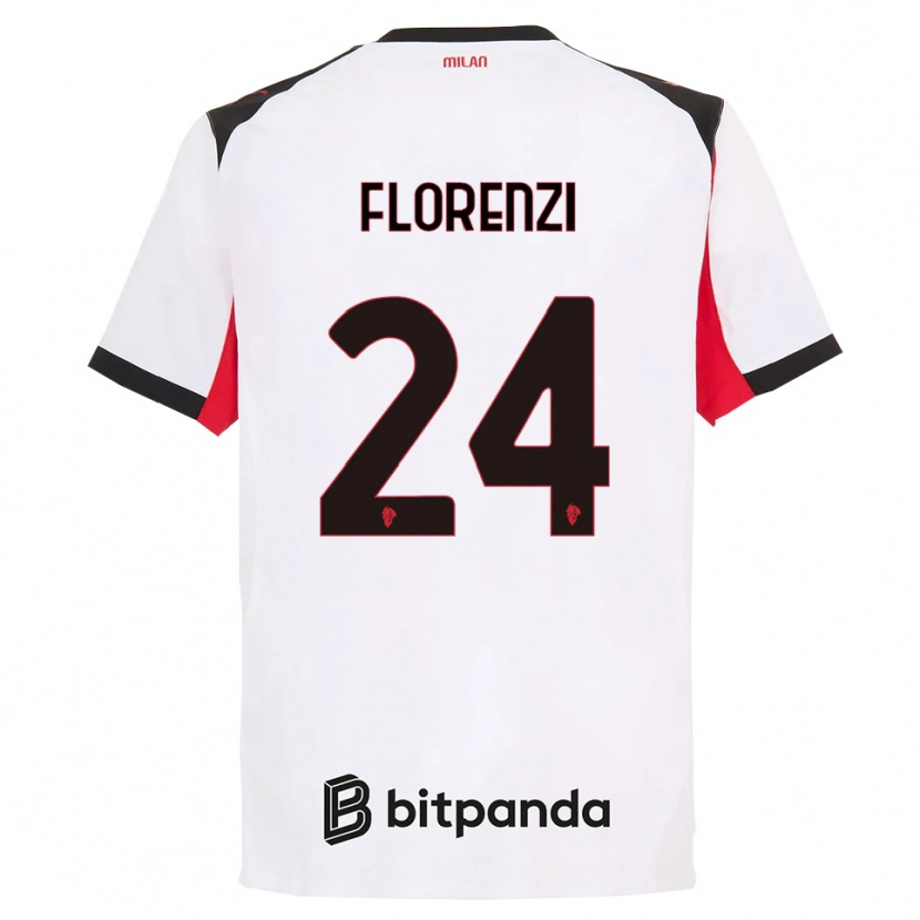 Danxen Mann Alessandro Florenzi #24 Hvit Svart Bortetrøye Drakt Trøye 2025/26 Skjorter T-Skjorte