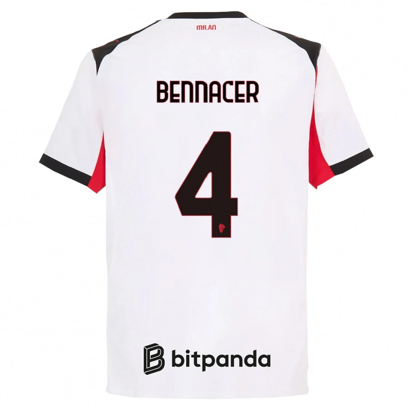 Danxen Mann Ismaël Bennacer #4 Hvit Svart Bortetrøye Drakt Trøye 2025/26 Skjorter T-Skjorte