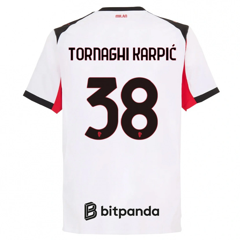 Danxen Mann Lavinia Tornaghi Karpić #38 Hvit Svart Bortetrøye Drakt Trøye 2025/26 Skjorter T-Skjorte