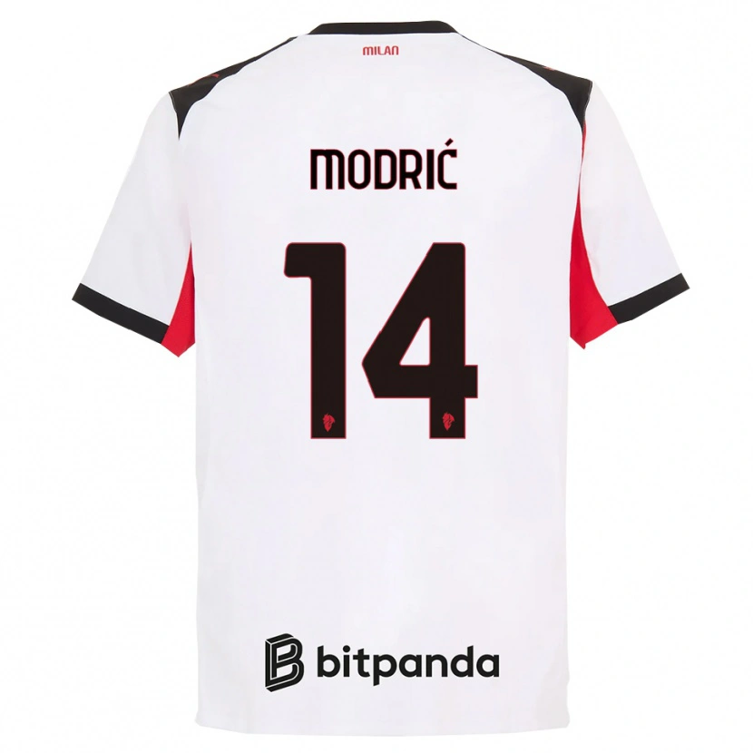 Danxen Mann Luka Modrić #14 Hvit Svart Bortetrøye Drakt Trøye 2025/26 Skjorter T-Skjorte