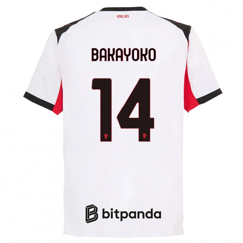 Danxen Mann Tiemoue Bakayoko #14 Hvit Svart Bortetrøye Drakt Trøye 2025/26 Skjorter T-Skjorte