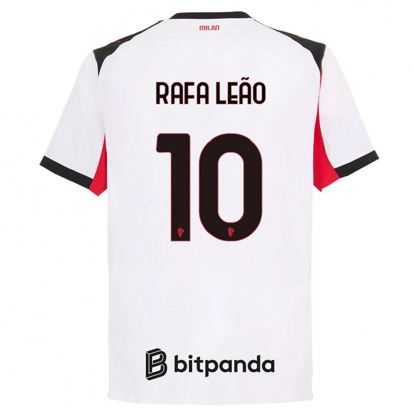 Danxen Mann Rafael Leão #10 Hvit Svart Bortetrøye Drakt Trøye 2025/26 Skjorter T-Skjorte