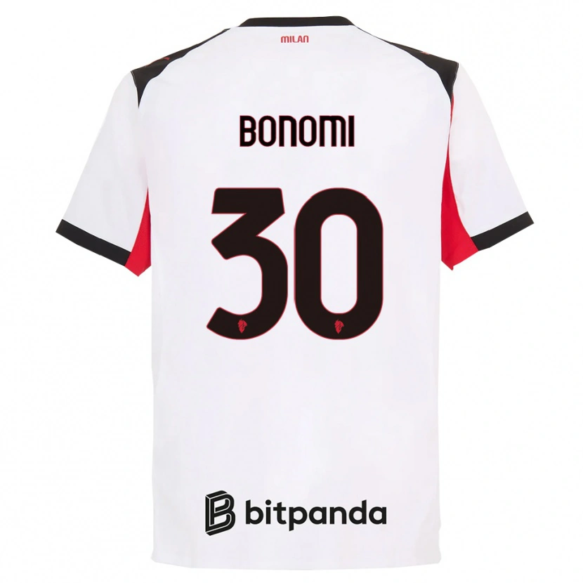 Danxen Mann Alessandro Bonomi #30 Hvit Svart Bortetrøye Drakt Trøye 2025/26 Skjorter T-Skjorte