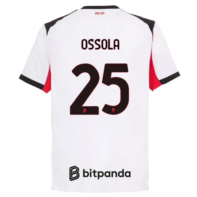 Danxen Mann Lorenzo Ossola #25 Hvit Svart Bortetrøye Drakt Trøye 2025/26 Skjorter T-Skjorte