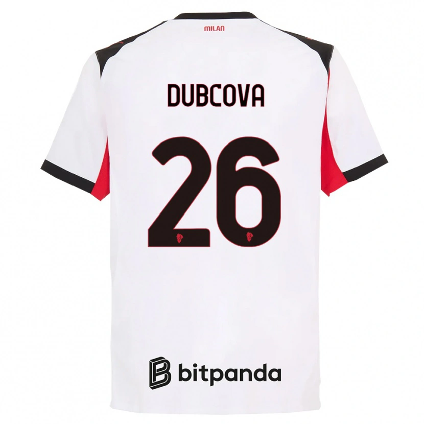 Danxen Mann Michaela Dubcova #26 Hvit Svart Bortetrøye Drakt Trøye 2025/26 Skjorter T-Skjorte