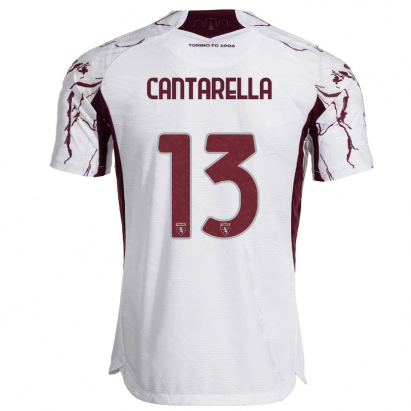Danxen Mann Luca Cantarella #13 Hvit Burgunder Bortetrøye Drakt Trøye 2025/26 Skjorter T-Skjorte