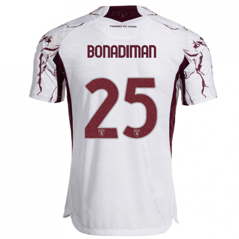 Danxen Mann Matteo Bonadiman #25 Hvit Burgunder Bortetrøye Drakt Trøye 2025/26 Skjorter T-Skjorte