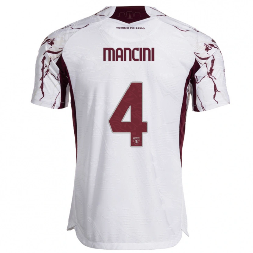 Danxen Mann Luca Mancini #4 Hvit Burgunder Bortetrøye Drakt Trøye 2025/26 Skjorter T-Skjorte