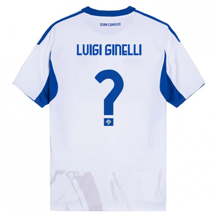 Danxen Mann Lorenzo Luigi Ginelli #0 Hvit Blå Bortetrøye Drakt Trøye 2025/26 Skjorter T-Skjorte
