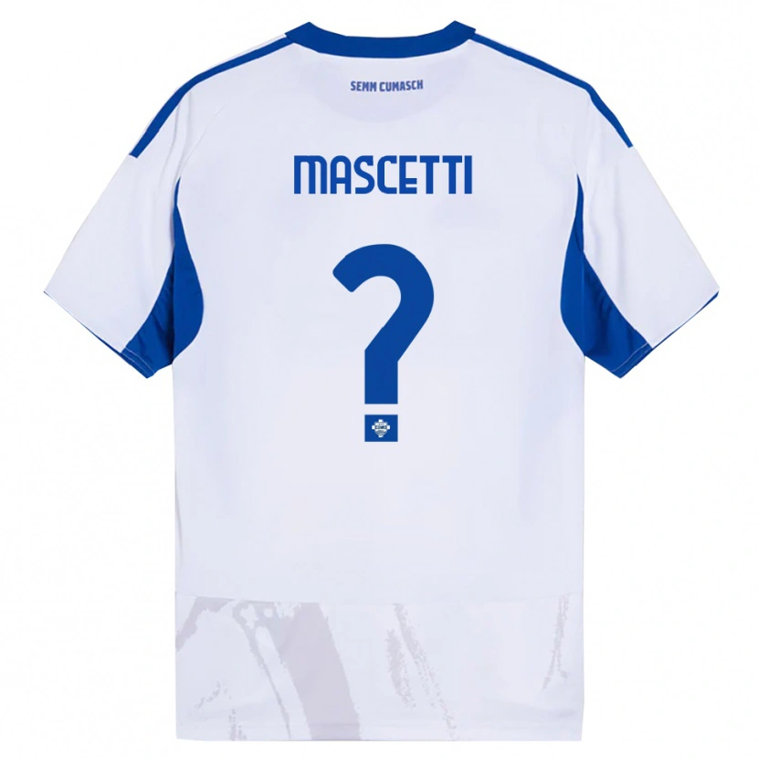 Danxen Mann Francesco Mascetti #0 Hvit Blå Bortetrøye Drakt Trøye 2025/26 Skjorter T-Skjorte