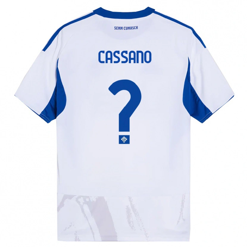 Danxen Mann Riccardo Cassano #0 Hvit Blå Bortetrøye Drakt Trøye 2025/26 Skjorter T-Skjorte