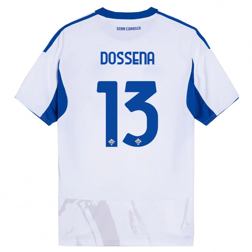 Danxen Mann Alberto Dossena #13 Hvit Blå Bortetrøye Drakt Trøye 2025/26 Skjorter T-Skjorte