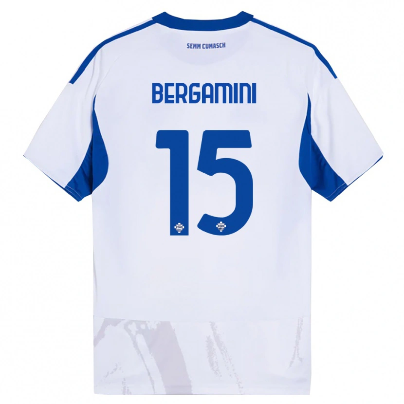 Danxen Mann Mattia Bergamini #15 Hvit Blå Bortetrøye Drakt Trøye 2025/26 Skjorter T-Skjorte