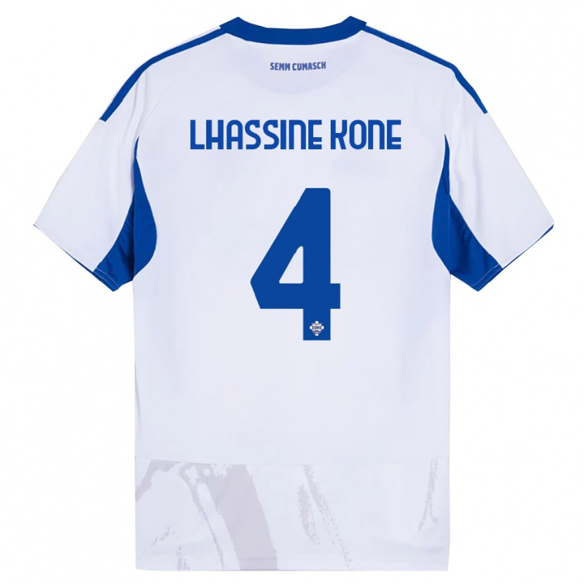 Danxen Mann Ben Lhassine Kone #4 Hvit Blå Bortetrøye Drakt Trøye 2025/26 Skjorter T-Skjorte