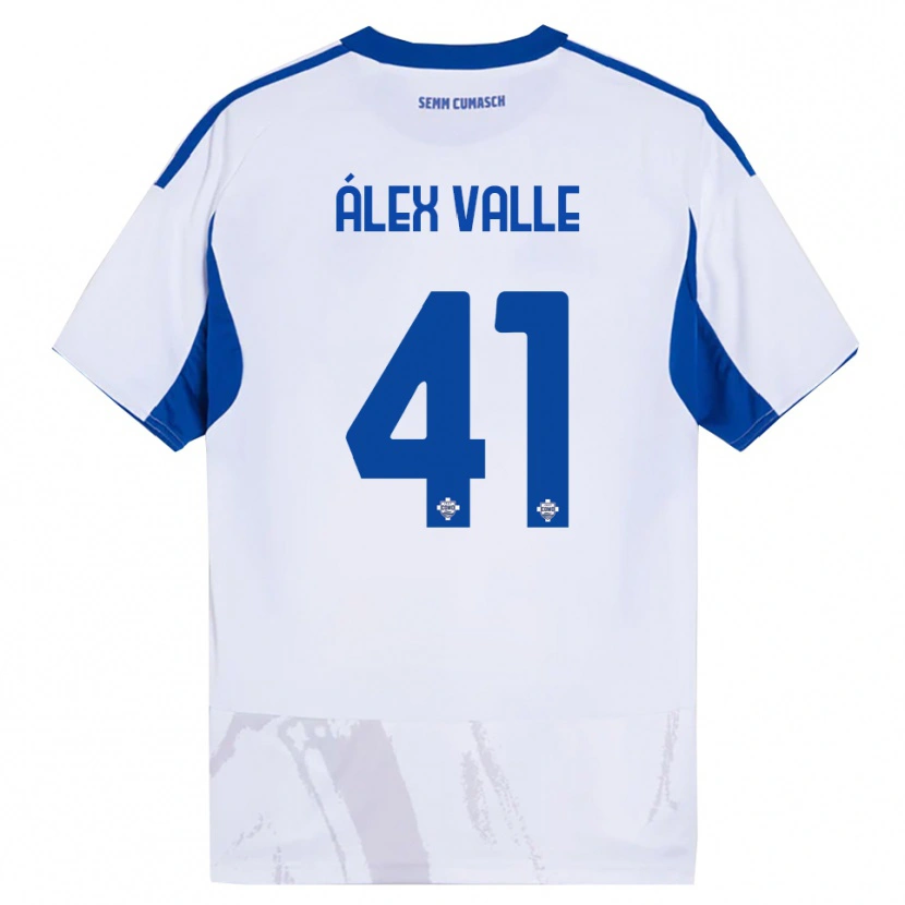 Danxen Mann Álex Valle #41 Hvit Blå Bortetrøye Drakt Trøye 2025/26 Skjorter T-Skjorte