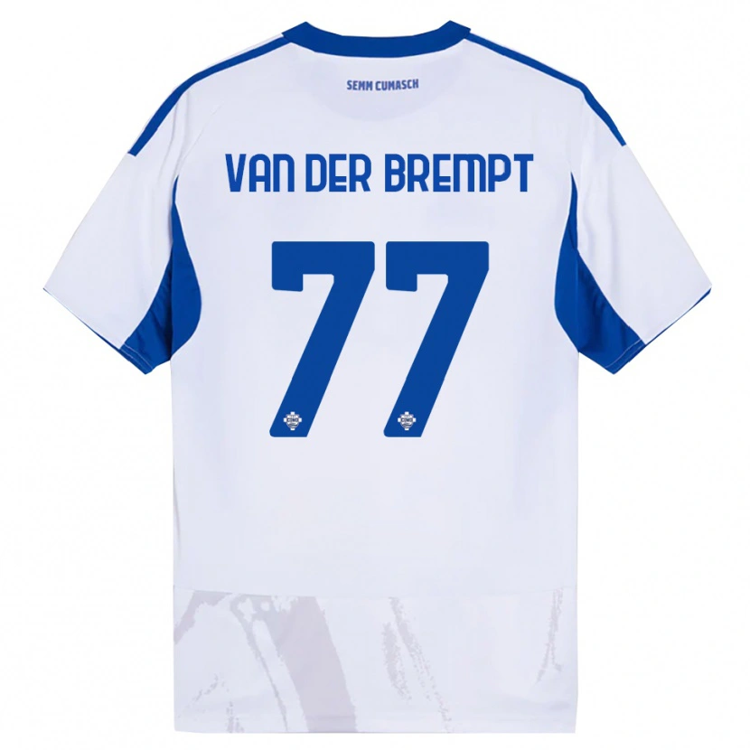 Danxen Mann Ignace Van Der Brempt #77 Hvit Blå Bortetrøye Drakt Trøye 2025/26 Skjorter T-Skjorte