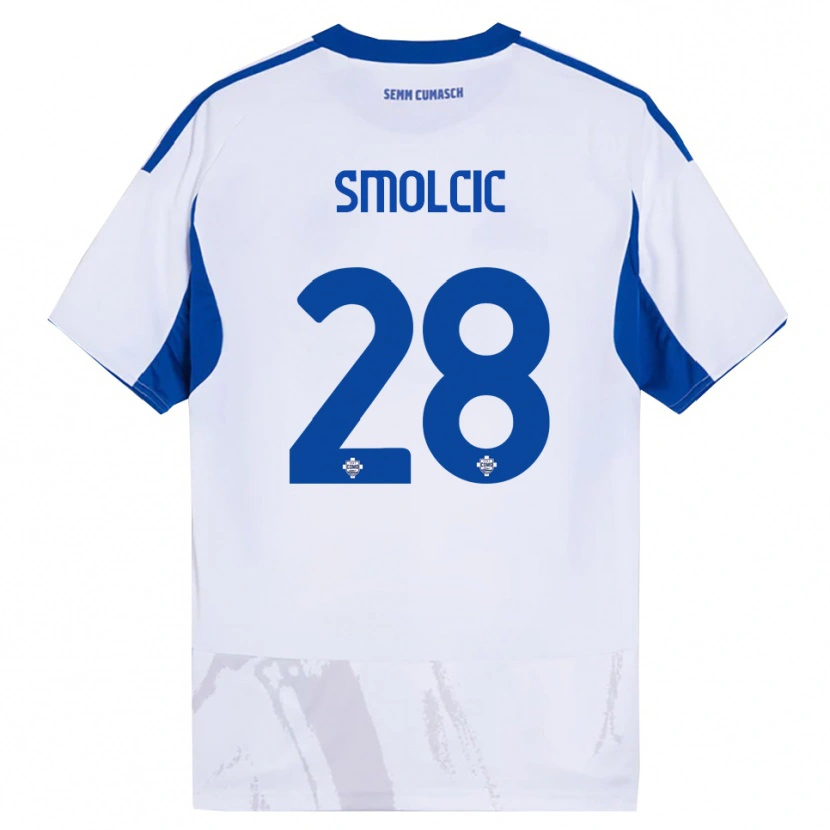 Danxen Mann Ivan Smolcic #28 Hvit Blå Bortetrøye Drakt Trøye 2025/26 Skjorter T-Skjorte