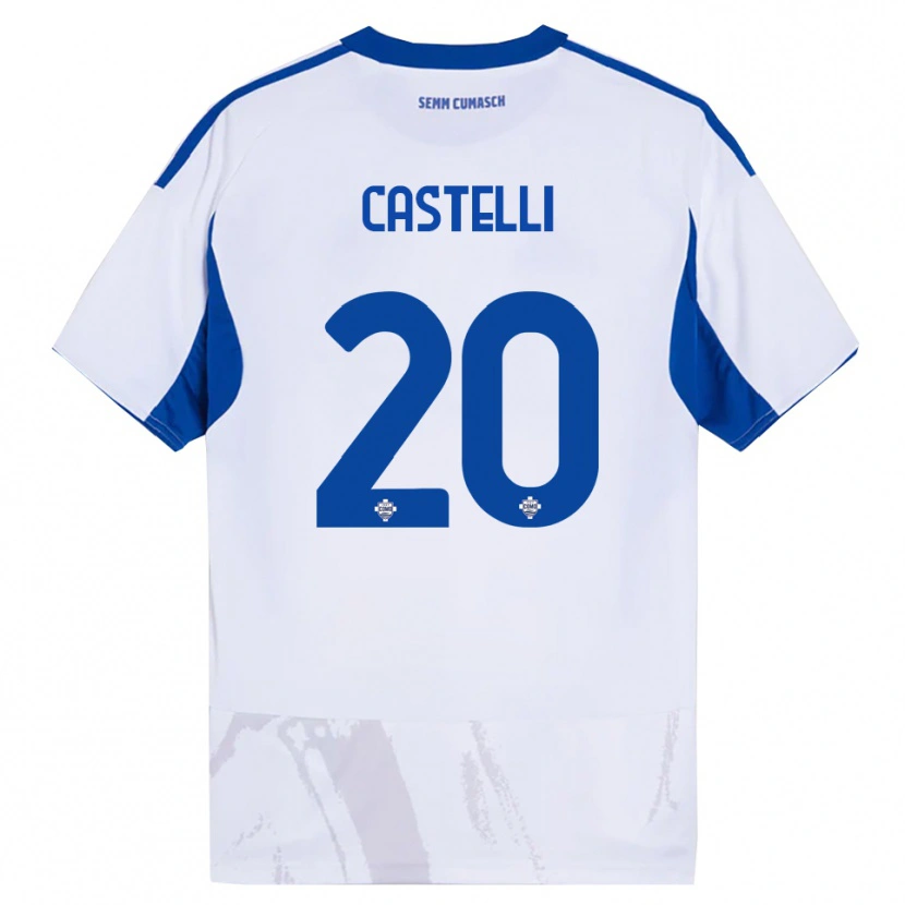 Danxen Mann Matteo Castelli #20 Hvit Blå Bortetrøye Drakt Trøye 2025/26 Skjorter T-Skjorte