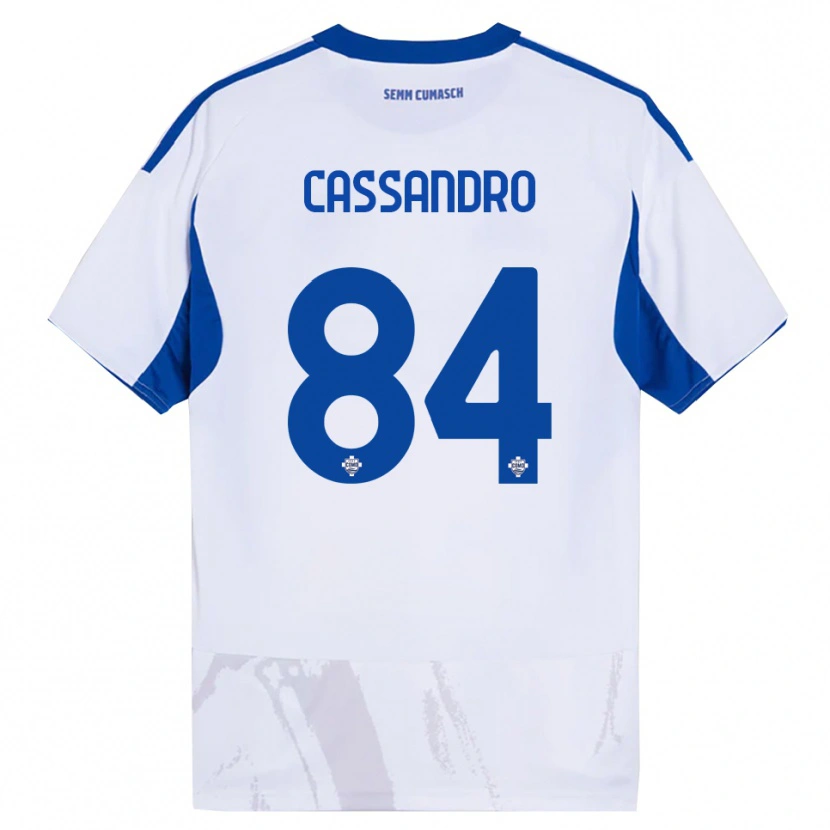 Danxen Mann Tommaso Cassandro #84 Hvit Blå Bortetrøye Drakt Trøye 2025/26 Skjorter T-Skjorte