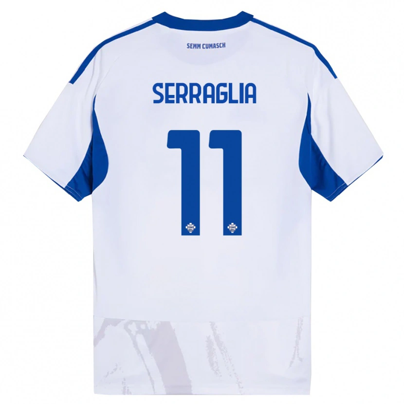 Danxen Mann Lucas Serraglia #11 Hvit Blå Bortetrøye Drakt Trøye 2025/26 Skjorter T-Skjorte