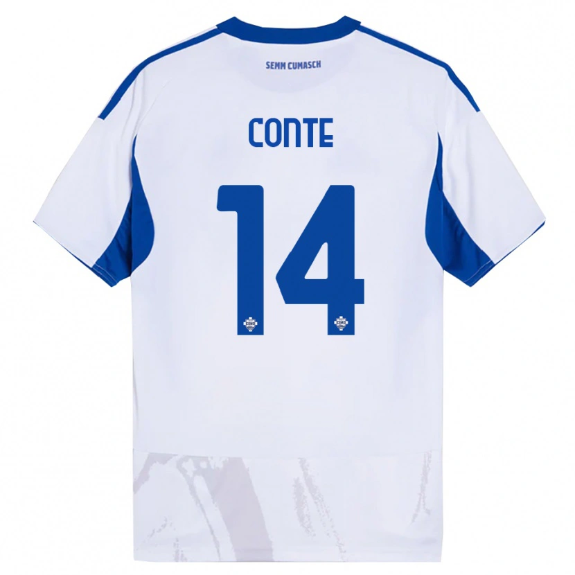 Danxen Mann Federico Conte #14 Hvit Blå Bortetrøye Drakt Trøye 2025/26 Skjorter T-Skjorte