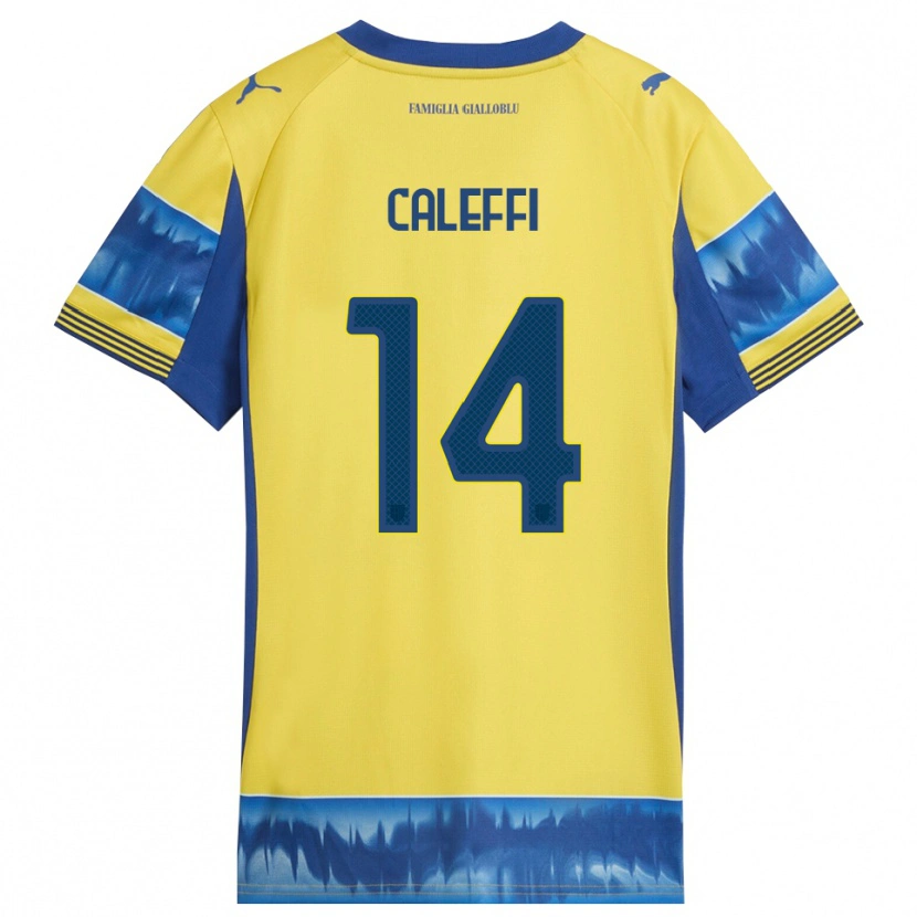 Danxen Mann Riccardo Caleffi #14 Gul Blå Bortetrøye Drakt Trøye 2025/26 Skjorter T-Skjorte