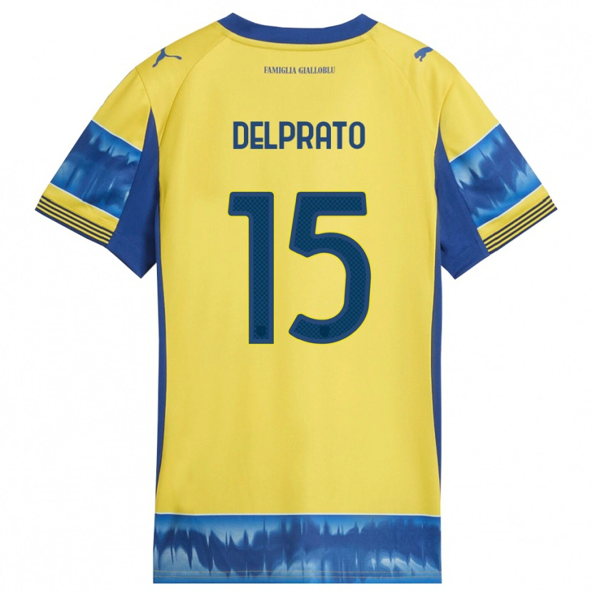 Danxen Mann Enrico Delprato #15 Gul Blå Bortetrøye Drakt Trøye 2025/26 Skjorter T-Skjorte
