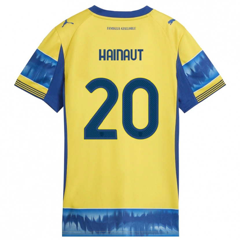Danxen Mann Antoine Hainaut #20 Gul Blå Bortetrøye Drakt Trøye 2025/26 Skjorter T-Skjorte
