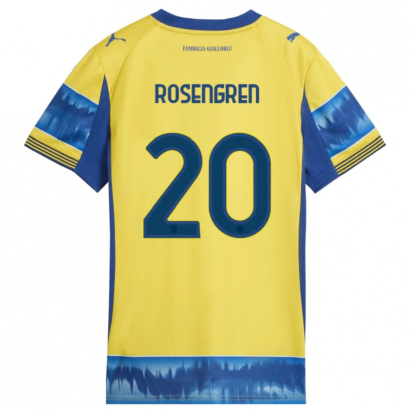 Danxen Mann Lukas Rosengren #20 Gul Blå Bortetrøye Drakt Trøye 2025/26 Skjorter T-Skjorte
