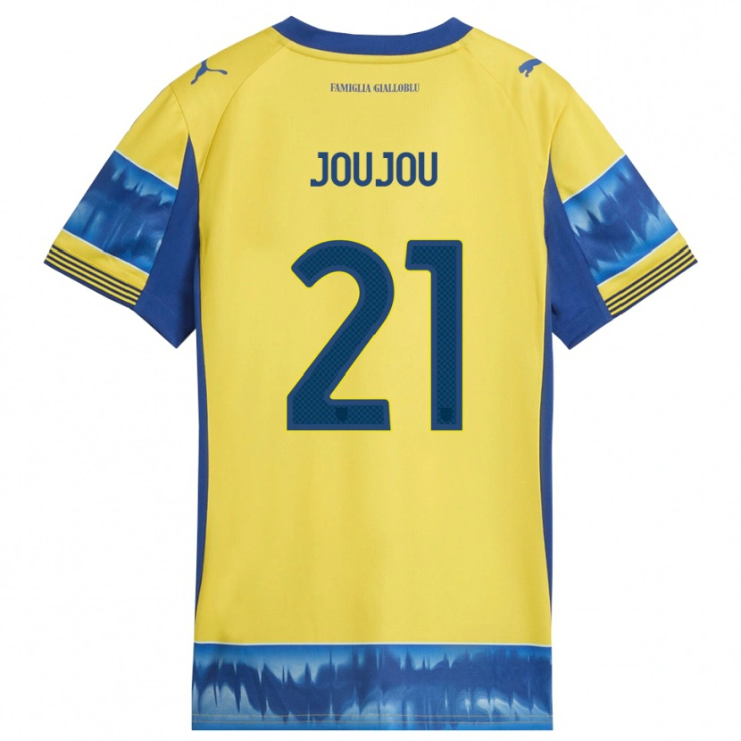 Danxen Mann Antoine Joujou #21 Gul Blå Bortetrøye Drakt Trøye 2025/26 Skjorter T-Skjorte