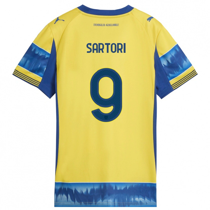 Danxen Mann Francesco Sartori #9 Gul Blå Bortetrøye Drakt Trøye 2025/26 Skjorter T-Skjorte
