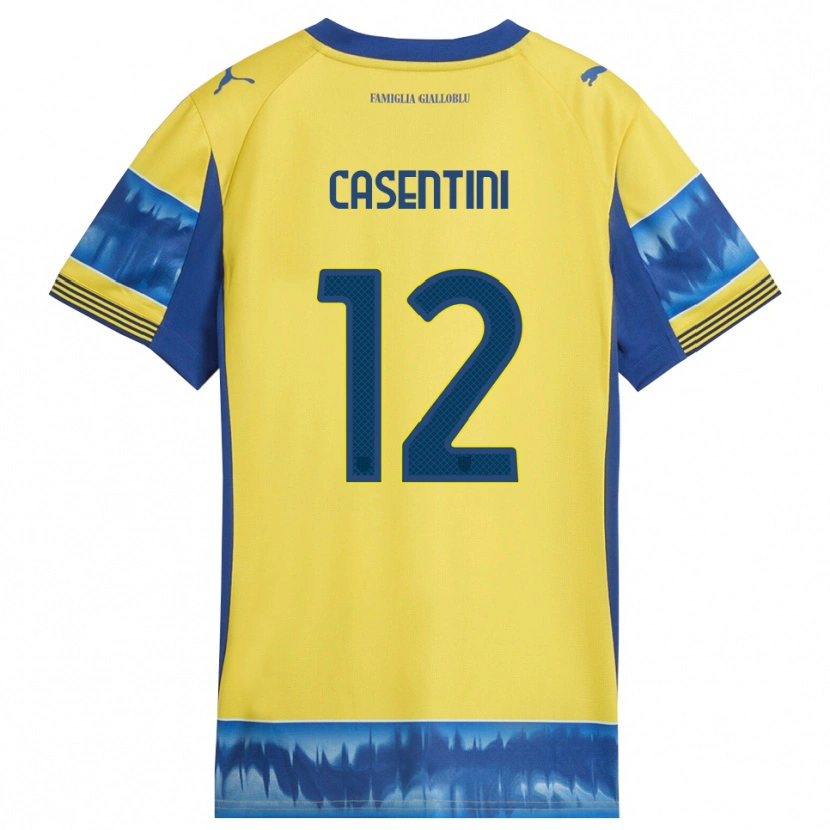 Danxen Mann Gabriele Casentini #12 Gul Blå Bortetrøye Drakt Trøye 2025/26 Skjorter T-Skjorte