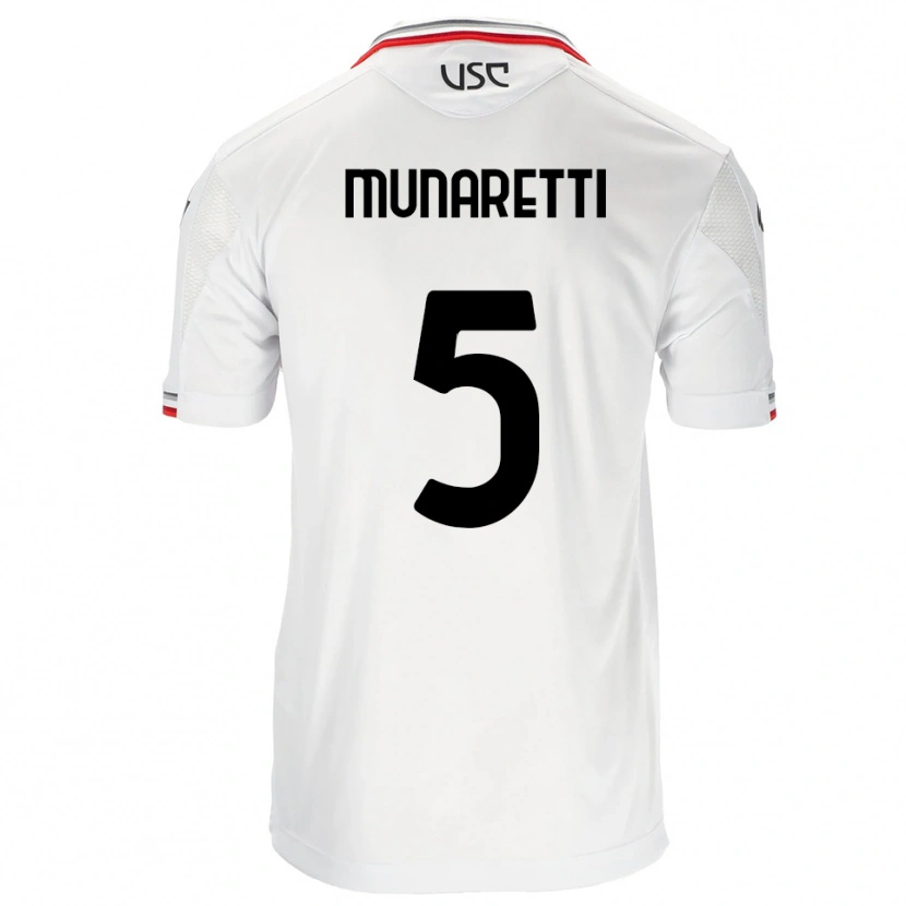 Danxen Mann Luca Munaretti #5 Hvit Rød Bortetrøye Drakt Trøye 2025/26 Skjorter T-Skjorte
