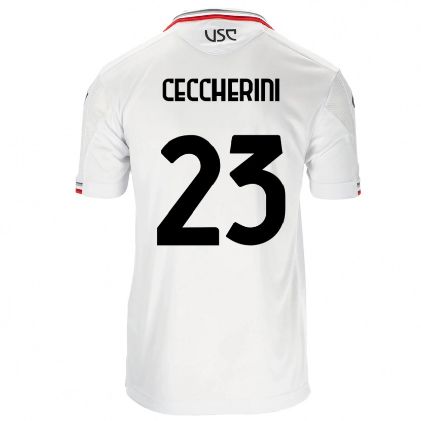 Danxen Mann Federico Ceccherini #23 Hvit Rød Bortetrøye Drakt Trøye 2025/26 Skjorter T-Skjorte