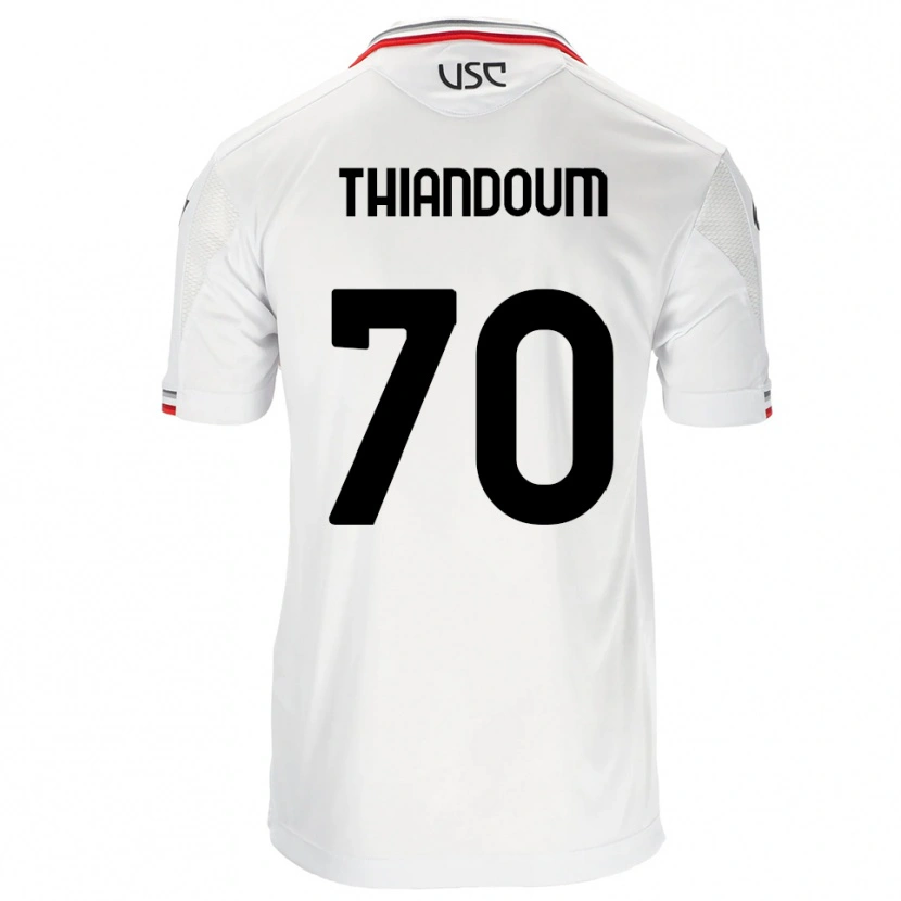 Danxen Mann Omar Thiandoum #70 Hvit Rød Bortetrøye Drakt Trøye 2025/26 Skjorter T-Skjorte
