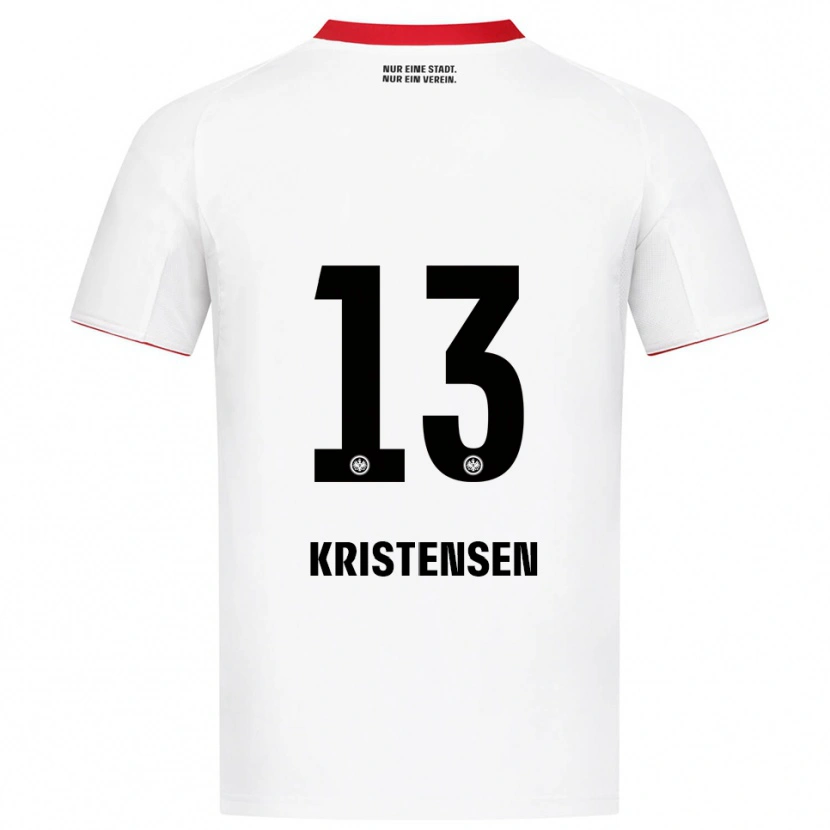 Danxen Mann Rasmus Kristensen #13 Hvit Rød Bortetrøye Drakt Trøye 2025/26 Skjorter T-Skjorte