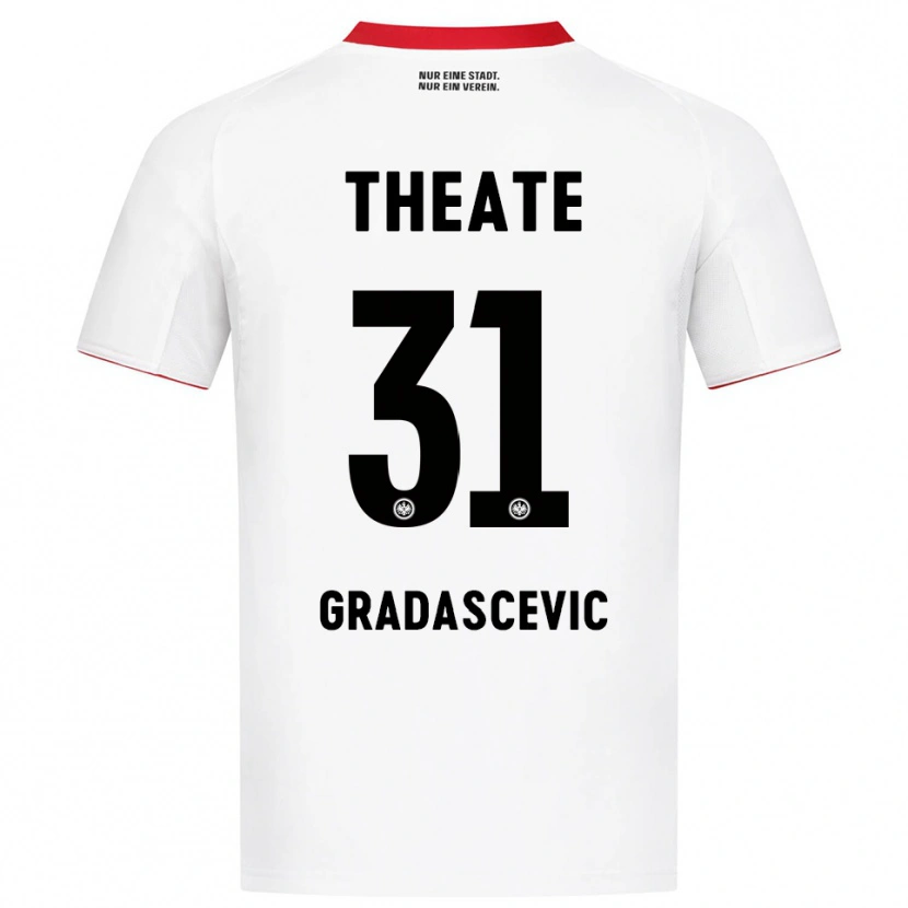 Danxen Mann Meris Gradascevic #31 Hvit Rød Bortetrøye Drakt Trøye 2025/26 Skjorter T-Skjorte
