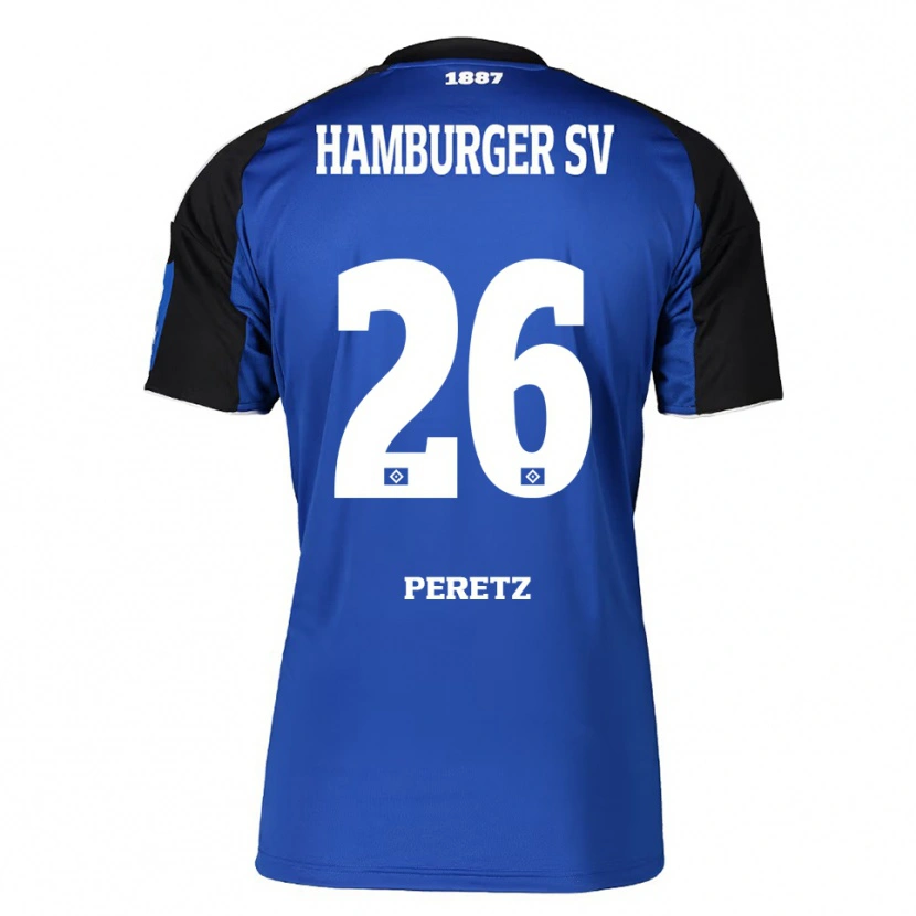 Danxen Mann Daniel Peretz #26 Blå Svart Bortetrøye Drakt Trøye 2025/26 Skjorter T-Skjorte