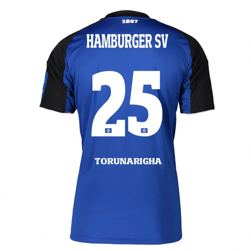 Danxen Mann Jordan Torunarigha #25 Blå Svart Bortetrøye Drakt Trøye 2025/26 Skjorter T-Skjorte