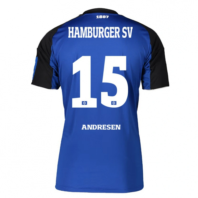 Danxen Mann Bent Andresen #15 Blå Svart Bortetrøye Drakt Trøye 2025/26 Skjorter T-Skjorte