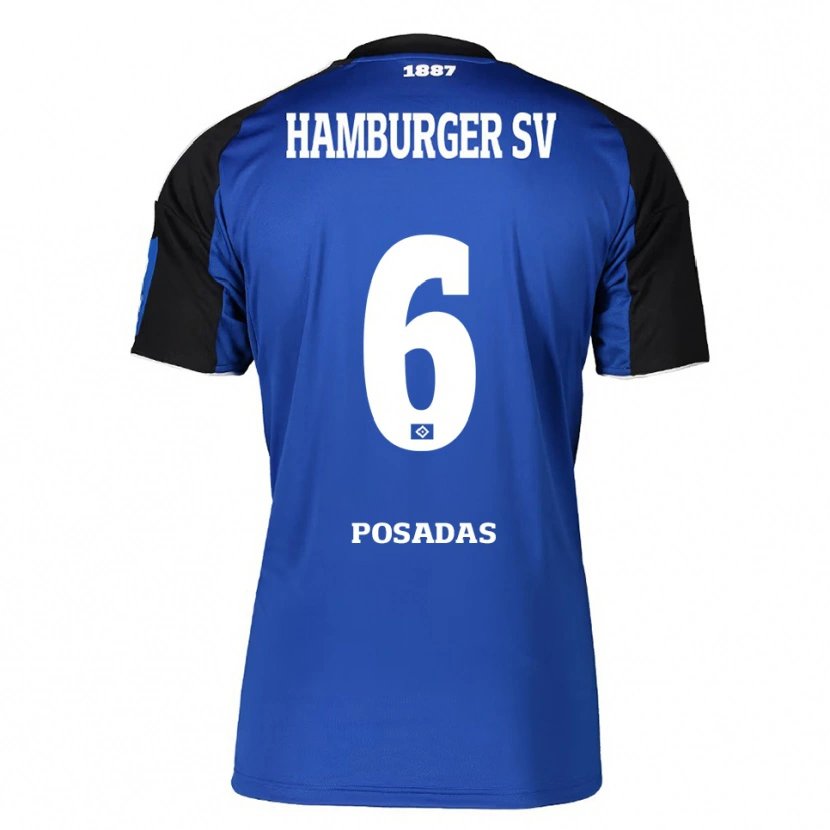 Danxen Mann Leonardo Posadas #6 Blå Svart Bortetrøye Drakt Trøye 2025/26 Skjorter T-Skjorte